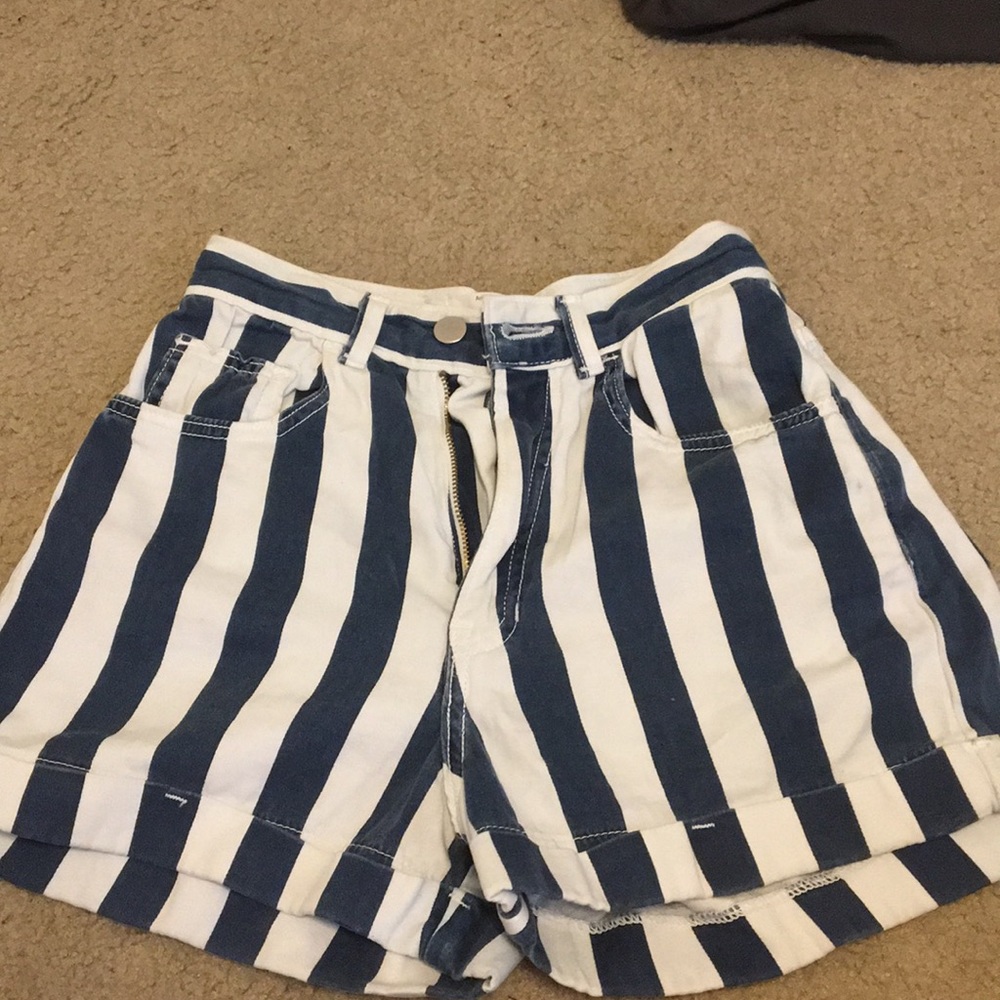 American Apparel High Waisted Shorts- Striped